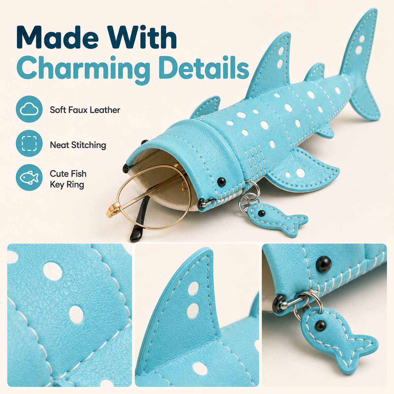 ✨Cute Shark Wide-Mouth Glasses Case