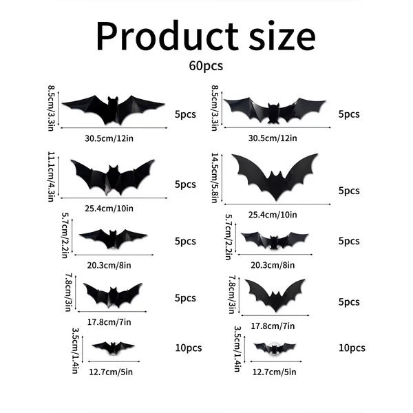 72 Pack Remote Control Light-Up 3D Halloween Bat Wall Decor – Flashing Bat Stickers for Indoor Party, Bedroom, Bathroom Mirror, Garage & Door Decorations