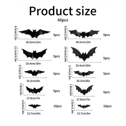 72 Pack Remote Control Light-Up 3D Halloween Bat Wall Decor – Flashing Bat Stickers for Indoor Party, Bedroom, Bathroom Mirror, Garage & Door Decorations