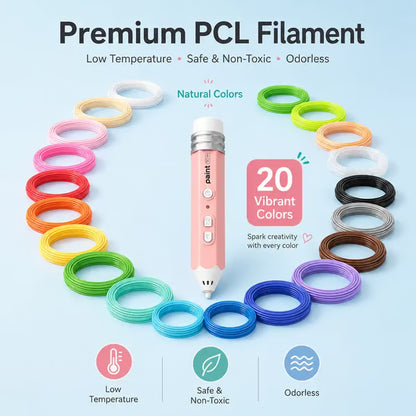 3D Pen Set for Kids, Low Heat Child-Safe 3D Pen with USB, 10 Rolls 50cm PCL Filament Refills, PLA Filament Bundle, Includes Stencil Book & Guide, STEM Arts Crafts Birthday Present for Ages 6+