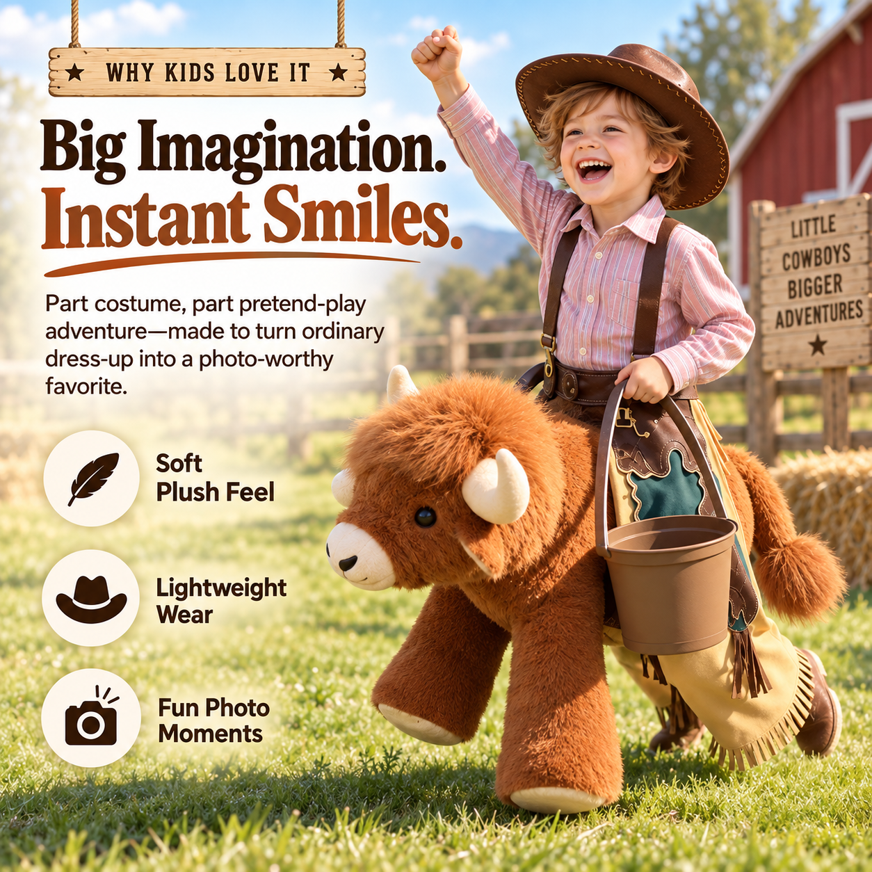 🤠 Wild West Rider™ Kids Cowboy Ride-On Costume