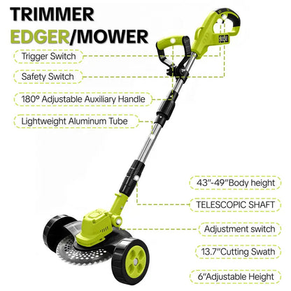 🔥2026 Hot Sale 21V Cordless 3-in-1 Grass Trimmer, Edger & Mini Mower