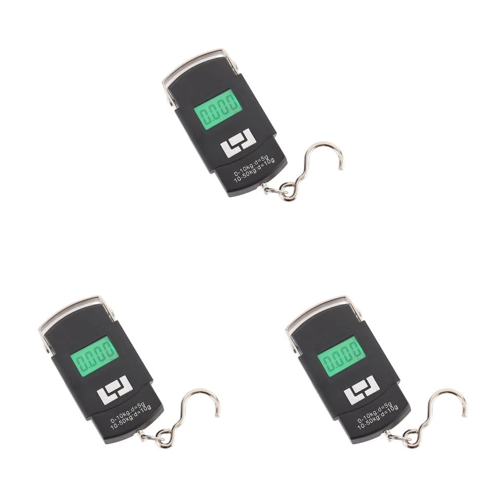 Three digital portable luggage fishing scales with hanging hooks