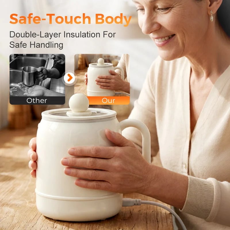 Double layer safe touch portable electric cooking cup