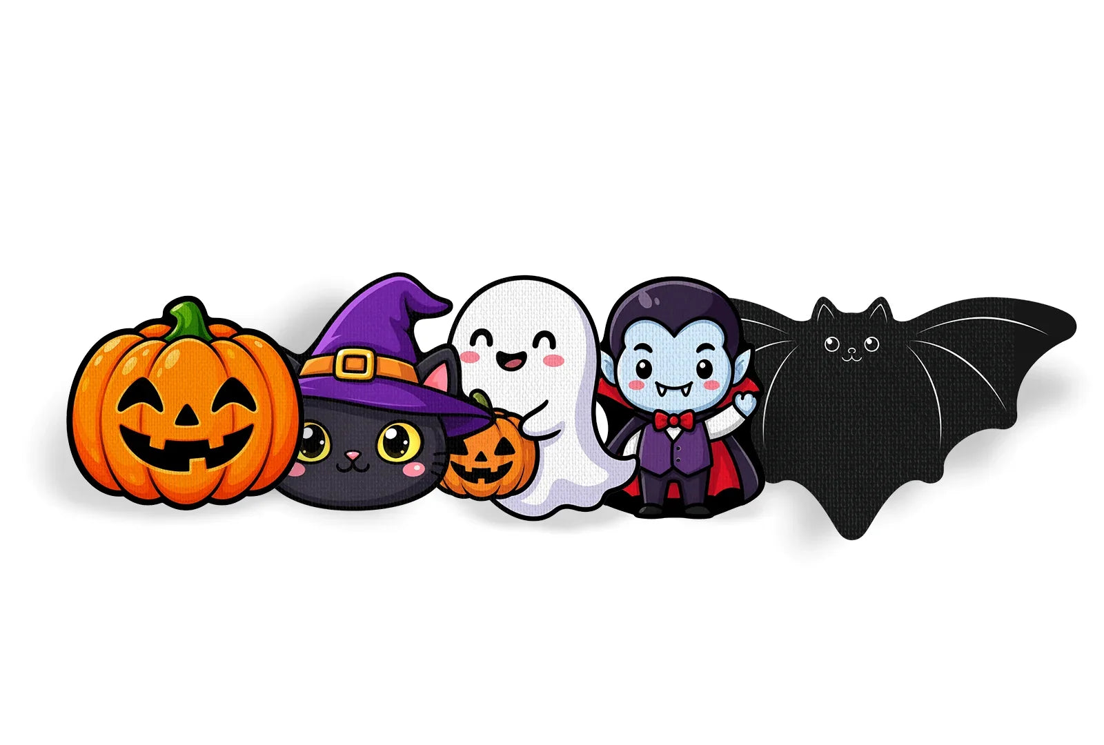 Halloween CGM patch collection featuring pumpkin witch ghost vampire and bat characters
