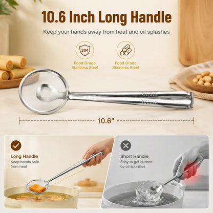 2-in-1 Oil-Frying Filter Clip, Kitchen Food Strainer Tongs for Fried Food, Stainless Steel Stainless Steel Drain Oil Fried Food Strainer with Clip Fry Tool Oil Skimmer Food Clip Tong Filter Strainer Mesh