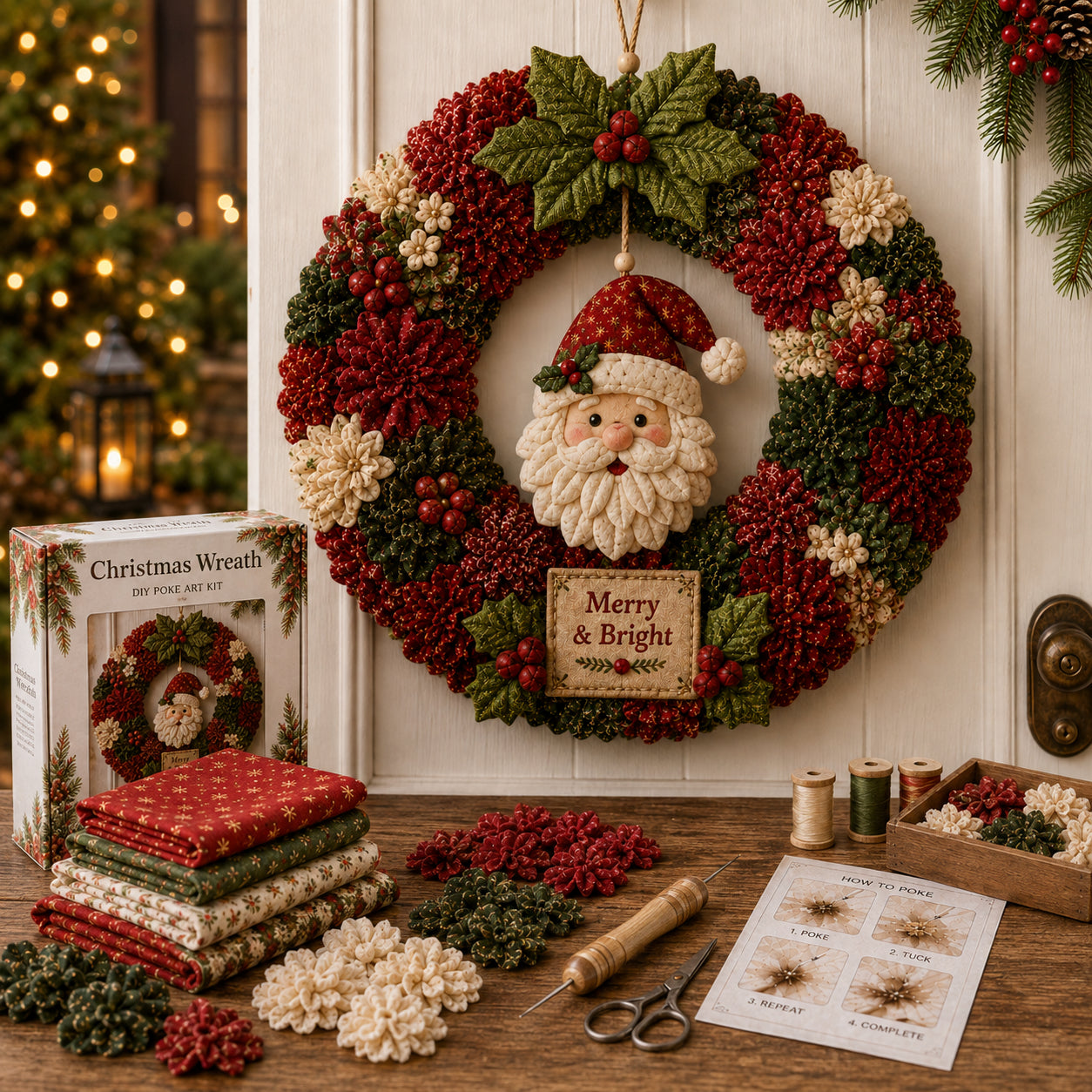 3D Fabric Poke Wreath DIY Kit – Christmas Craft Décor