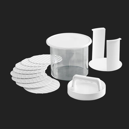 Hamburger Press Patty Maker - Non-Stick Burger Mold Shaper with Freezer Storage Container - 12-Piece Set with 8-Layer Plastic Discs for BBQ Grill.