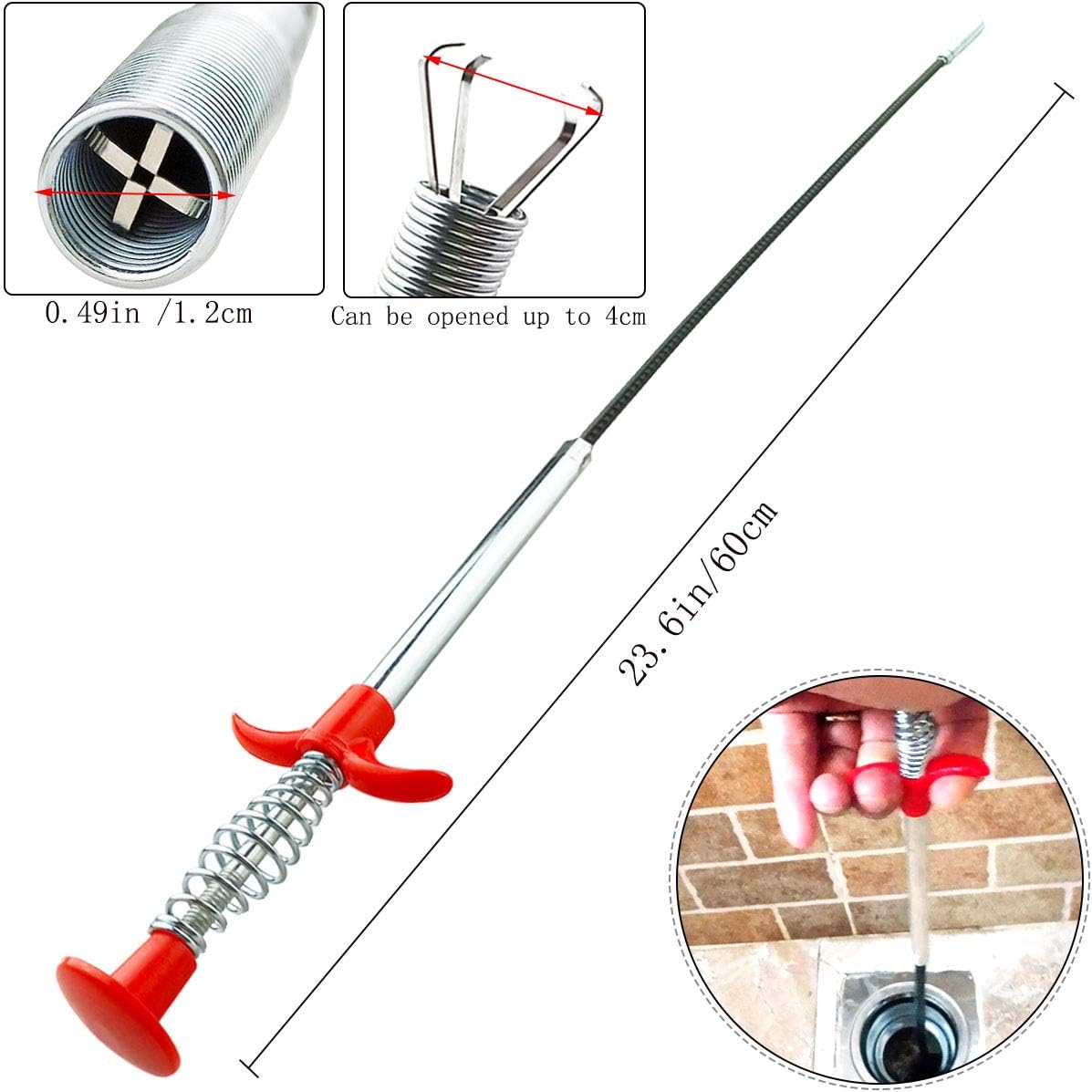 24inch Plumbing Grabber Sink Grabber Flexible Claw Pickup Tool