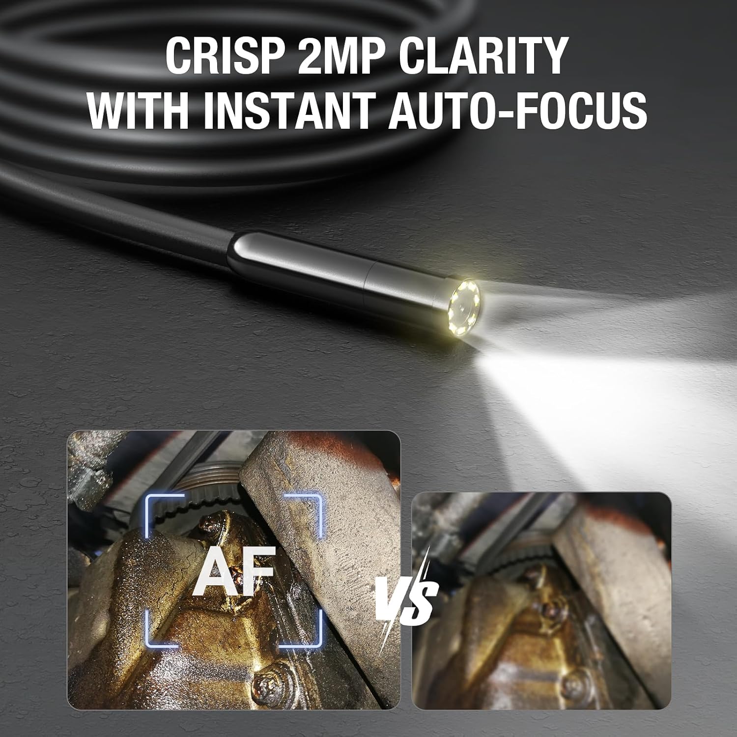 Endoscope inspection camera showing detailed close-up image on phone