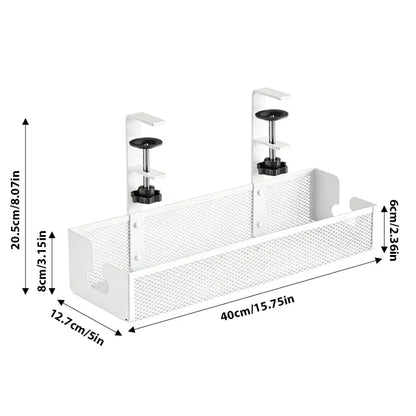Adjustable No-Drill Under-Desk Cable Organizer