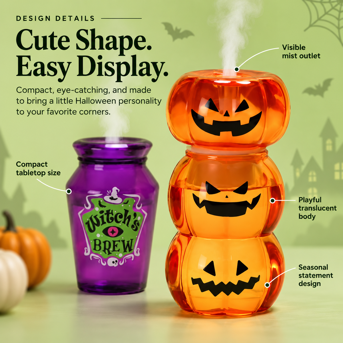 Halloween tabletop mist display design details