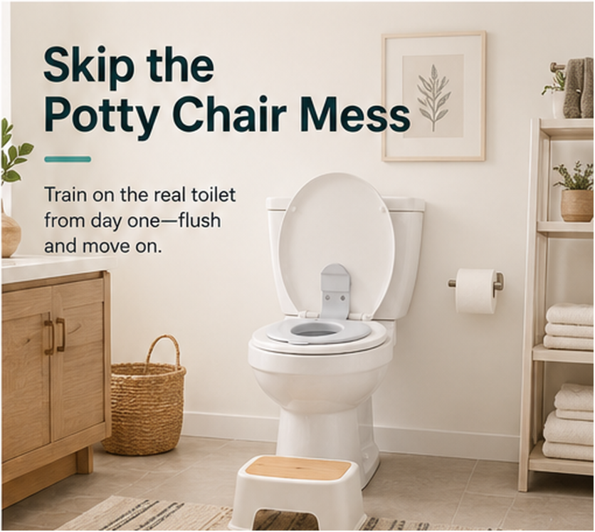 LittleStep potty trainer installed on a clean family bathroom toilet
