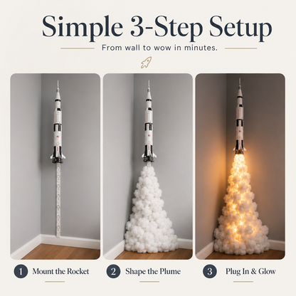 🚀 Saturn V Rocket Launch Cloud Floor Lamp | Space Ambient Decor Light