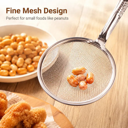2-in-1 Oil-Frying Filter Clip, Kitchen Food Strainer Tongs for Fried Food, Stainless Steel Stainless Steel Drain Oil Fried Food Strainer with Clip Fry Tool Oil Skimmer Food Clip Tong Filter Strainer Mesh
