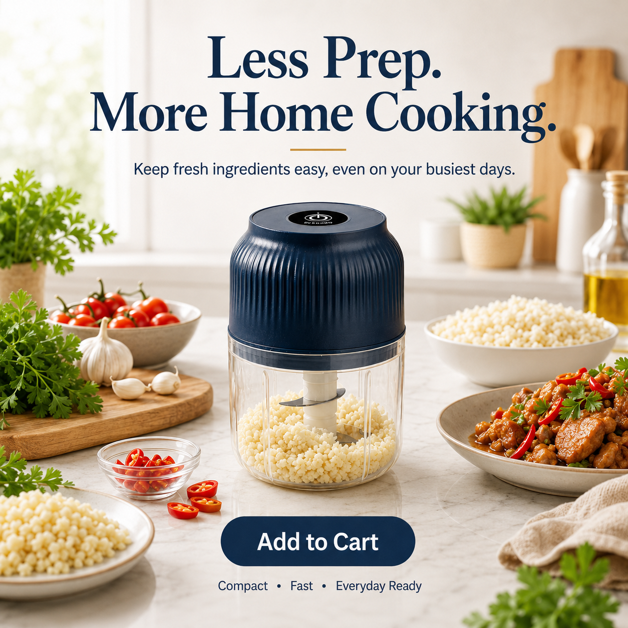 Electric Garlic Chopper, 300ML Cordless Mini Food Processor & Portable Veggie Chopper with 4 Sharp Stainless Steel Blades, One-Touch Garlic Grinder Masher for Ginger, Chili, Onion, Meat, Baby Food & Spices
