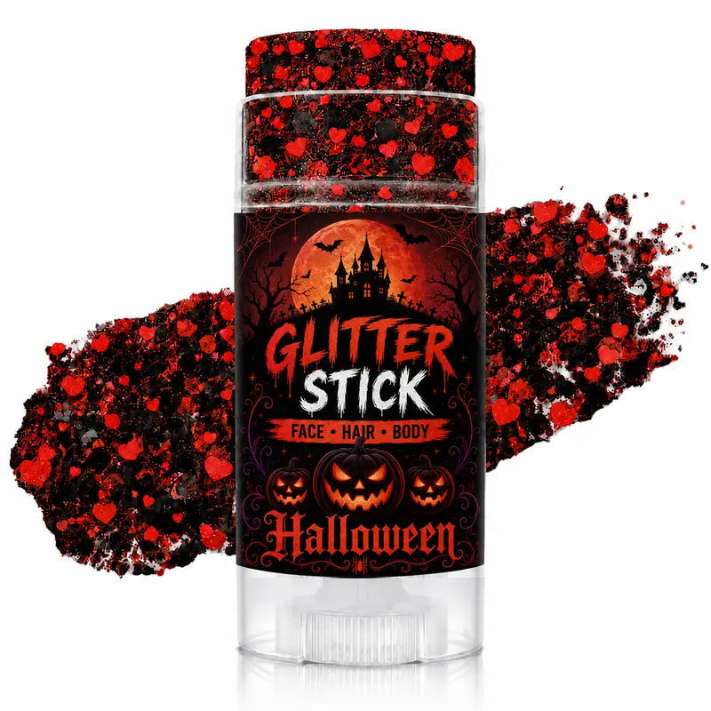 Red and black Halloween heart glitter stick