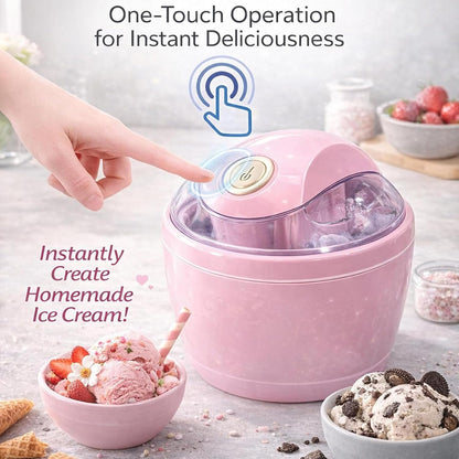Small Home Mini Ice Cream Maker, DIY Mini Ice Cream Maker, 500ml Electric Gelato & Sorbet Machine with One-Touch 15-Minute Quick Freeze, for Kitchen Family