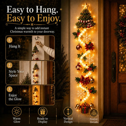 ⏳ Last Day 49% OFF – 🎄MerryCascade™ Glowing Christmas Door Hanger | 6 Festive Lighted Designs with Warm Glow, Dimensional Details & Space-Saving Vertical Décor