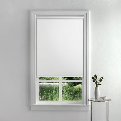 Mainstays Cordless Tear-to-Fit Blackout Vinyl Roller Shade, White, 37"W x 72"L
