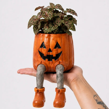 Halloween whimsical hanging leg planter skeleton fall decoration