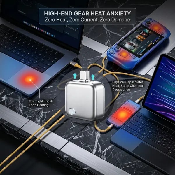140W charging adapter with multi-device charging setup
