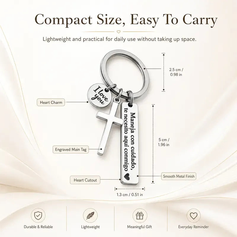 Dimensions of the cross love drive safe keychain