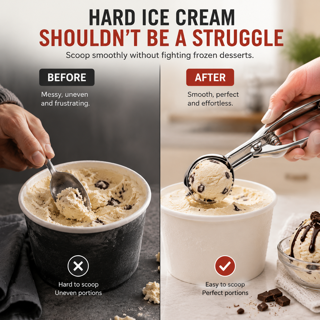 Stainless Steel Ice Cream Scoop Set of 3 - 3 Sizes Cookie Scoop with Trigger Release System for Baking & Desserts - Versatile Kitchen Tools