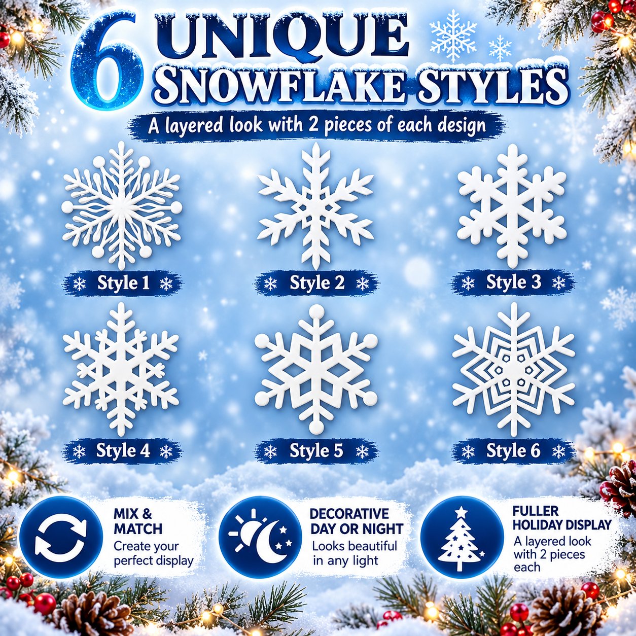 ❄️ SnowGlow™ LED Snowflake Wall Set