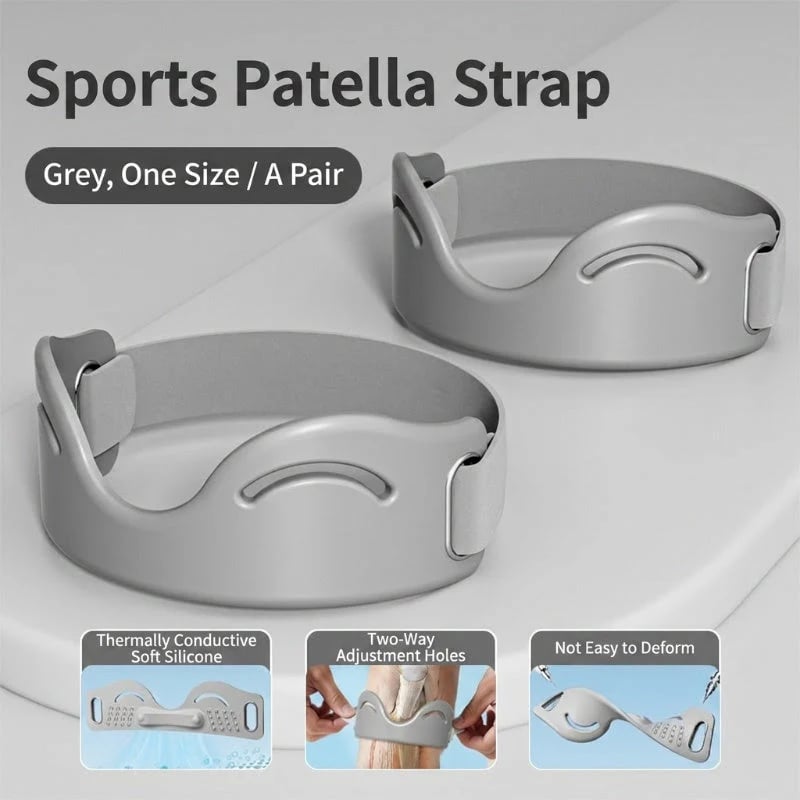 Pair of adjustable gray patella knee support straps