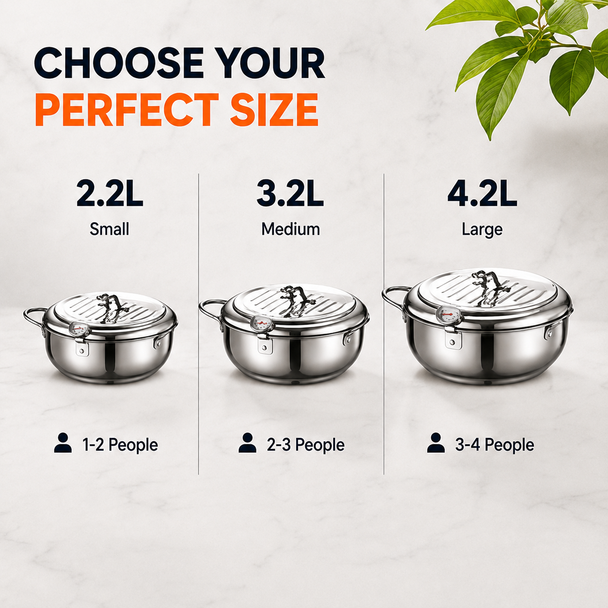 🍗 304 Stainless Steel Deep Fryer Pot | Thermometer + Drip Rack for Perfect Frying
