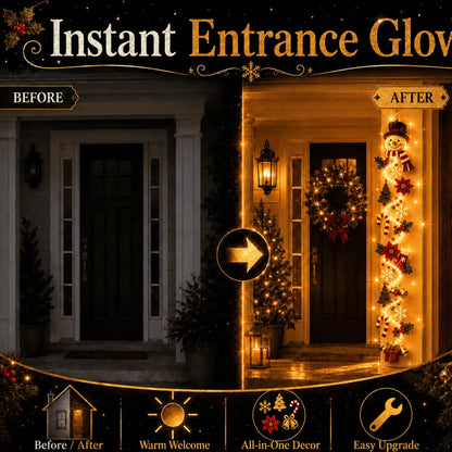⏳ Last Day 49% OFF – 🎄MerryCascade™ Glowing Christmas Door Hanger | 6 Festive Lighted Designs with Warm Glow, Dimensional Details & Space-Saving Vertical Décor