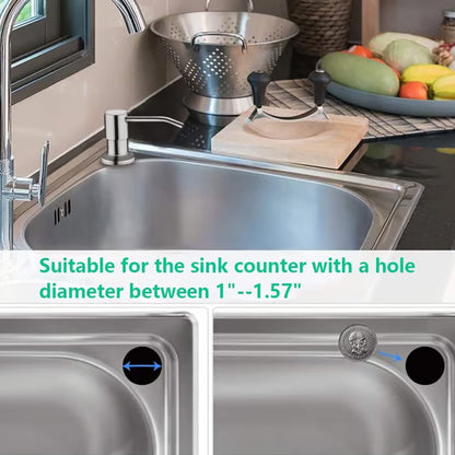 Dish Soap Dispenser for Kitchen Sink (Brushed Nickel), Countertop Sink Soap Dispenser Water Pump with 47” No-Spill Extension Tube Kit Design for Kitchen Bathroom, No More Refills