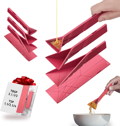 🥄  3-in-1 Measuring Spoons – 6 Sizes in 2 Foldable Magnetic Spoons
