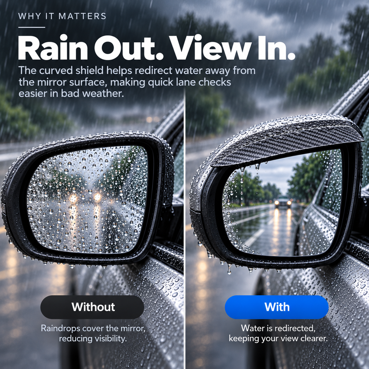 🚗 RainShield Pro™ Car Mirror Rain Visor（2pcs）