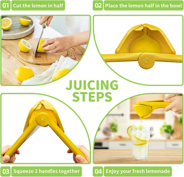 Lemon Juicer Squeezer, Max Juice Extraction Lime Citrus Squeezer Hand Press, Easy-to-Use Flat Lime Juicer with Leverage to Reduce Effort, Manual Juicer with Built-in Strainer,