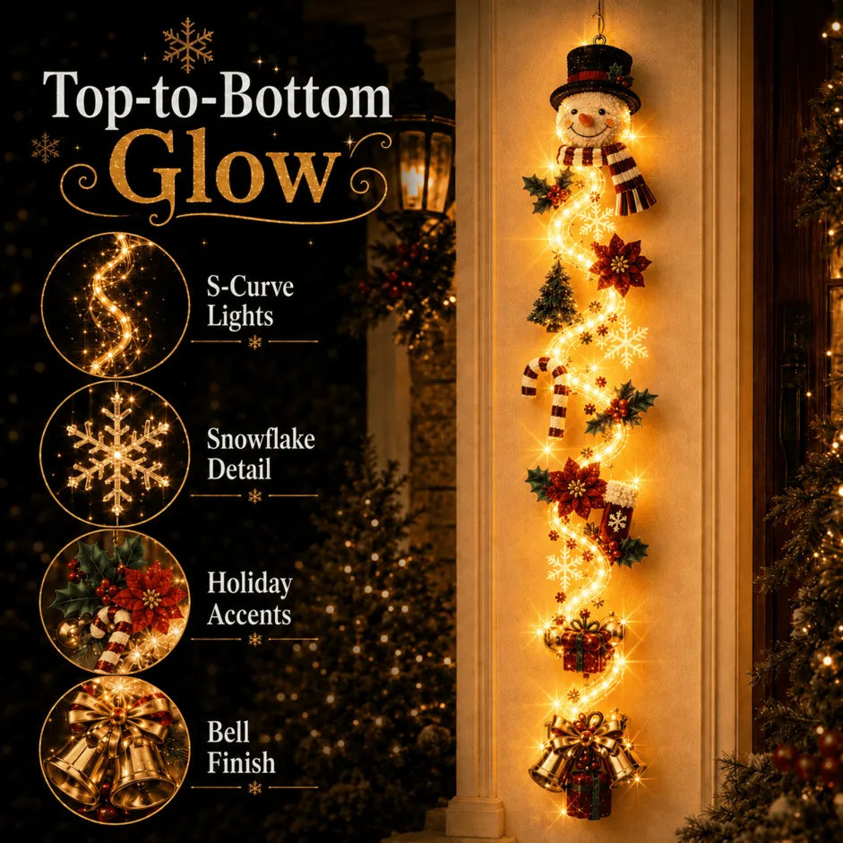 ⏳ Last Day 49% OFF – 🎄MerryCascade™ Glowing Christmas Door Hanger | 6 Festive Lighted Designs with Warm Glow, Dimensional Details & Space-Saving Vertical Décor
