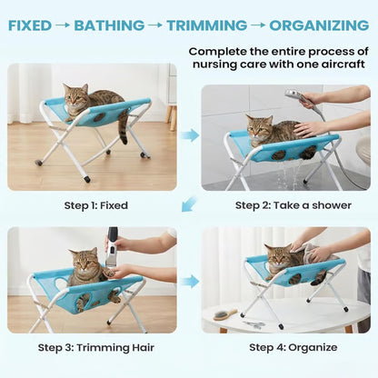 Pet Grooming Table - Breathable 8 Holes & Bite Resistant | Pet Grooming Table with Container for Puppy - Suitable for Cats Kittens Puppies Cutting Claws Cleaning