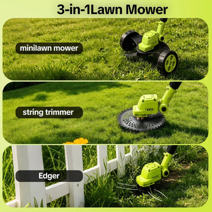🔥2026 Hot Sale 21V Cordless 3-in-1 Grass Trimmer, Edger & Mini Mower