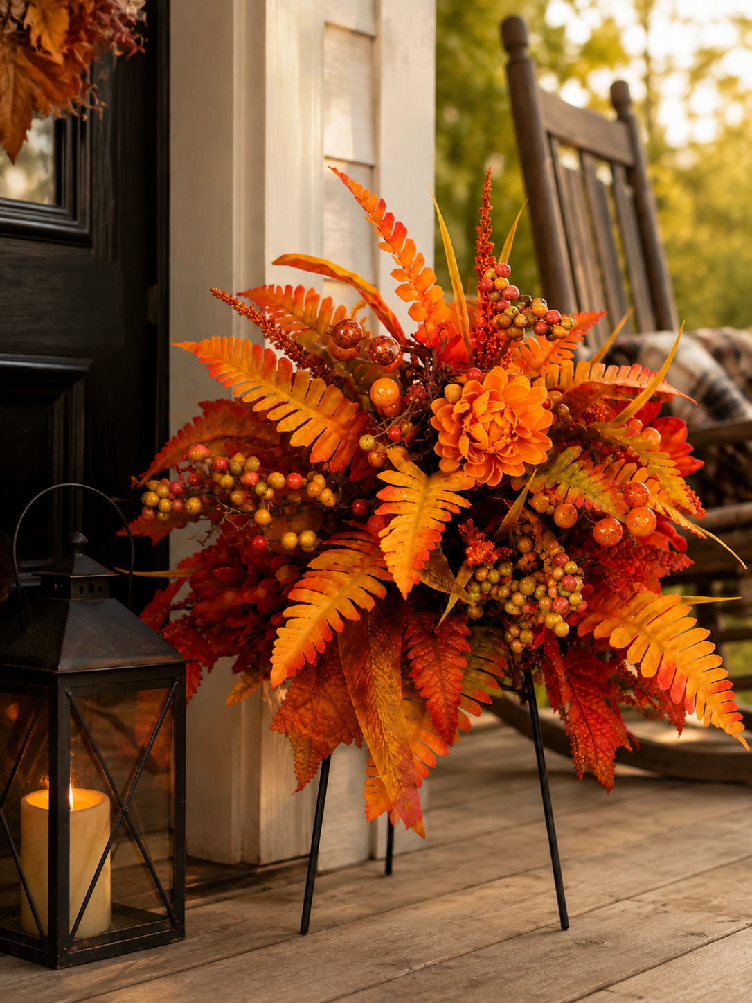 Autumn Harvest Floral Garden Stake Arrangement Fall Garden Decoration