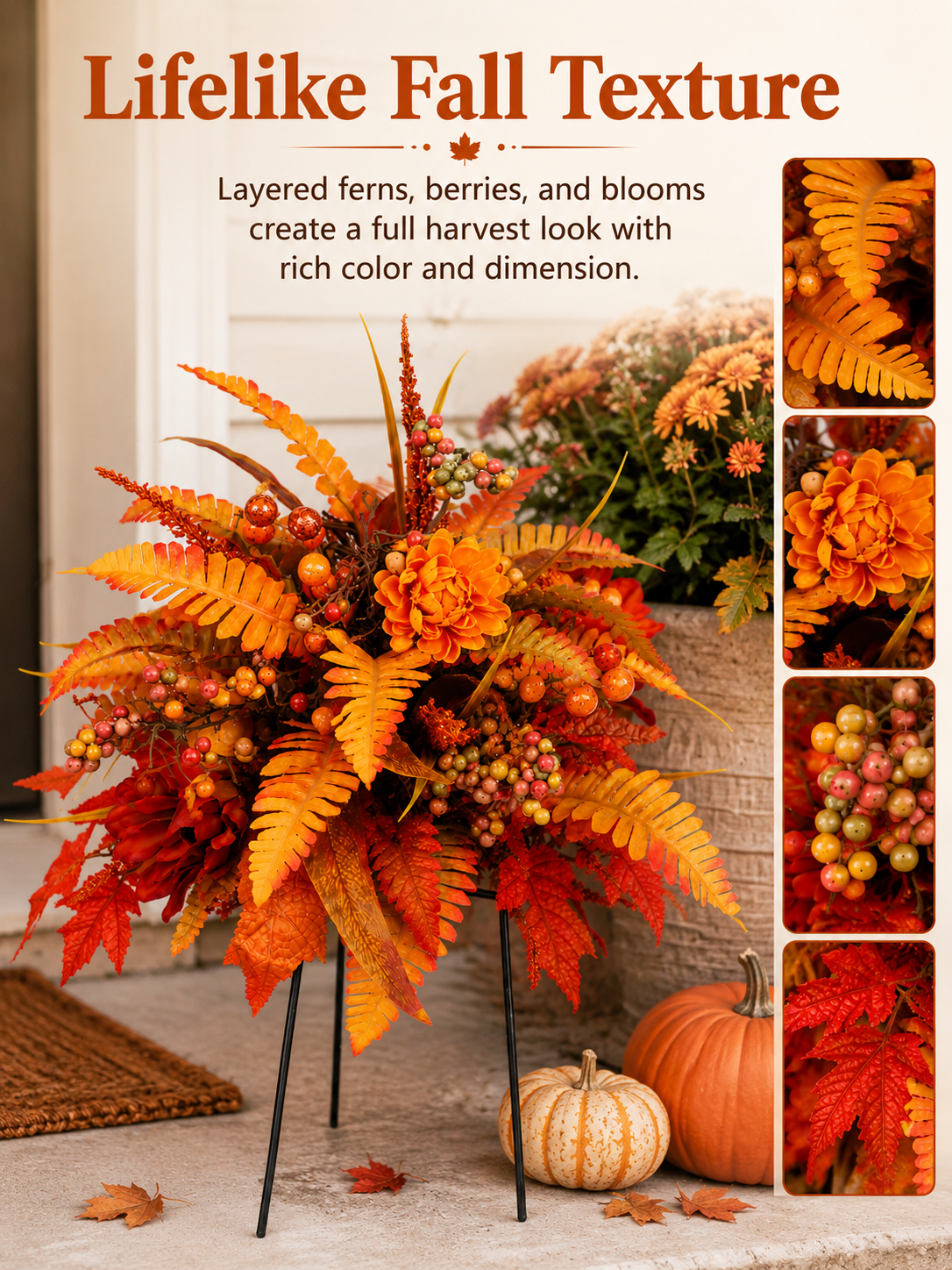 Autumn Harvest Floral Garden Stake Arrangement Fall Garden Decoration