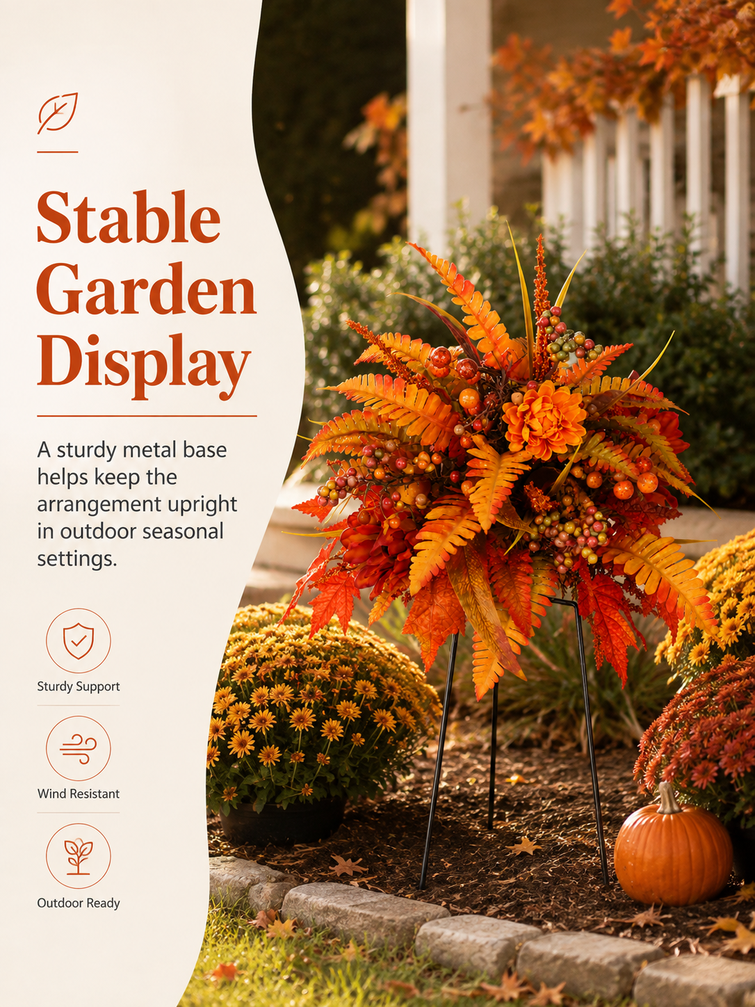 Autumn Harvest Floral Garden Stake Arrangement Fall Garden Decoration