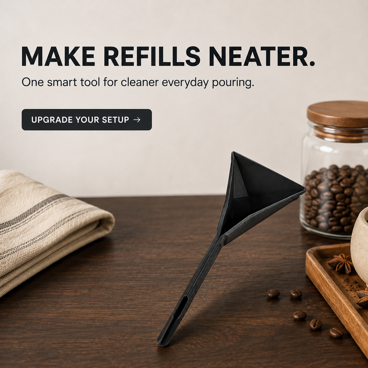 Foldable measuring spoon ready for everyday kitchen refills