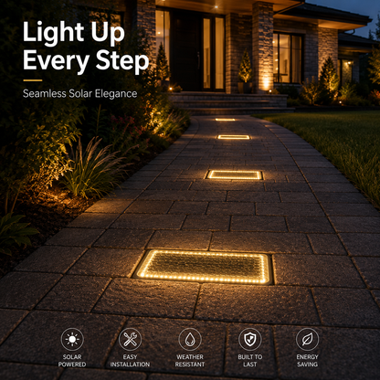 ☀️ Solar Paver Lights 4'×8' – Warm White Recessed Ground Lights for Driveways, Walkways & Patios