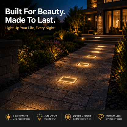 ☀️ Solar Paver Lights 4'×8' – Warm White Recessed Ground Lights for Driveways, Walkways & Patios