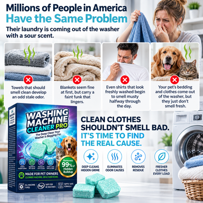 Washer cleaning product for regular laundry room care
