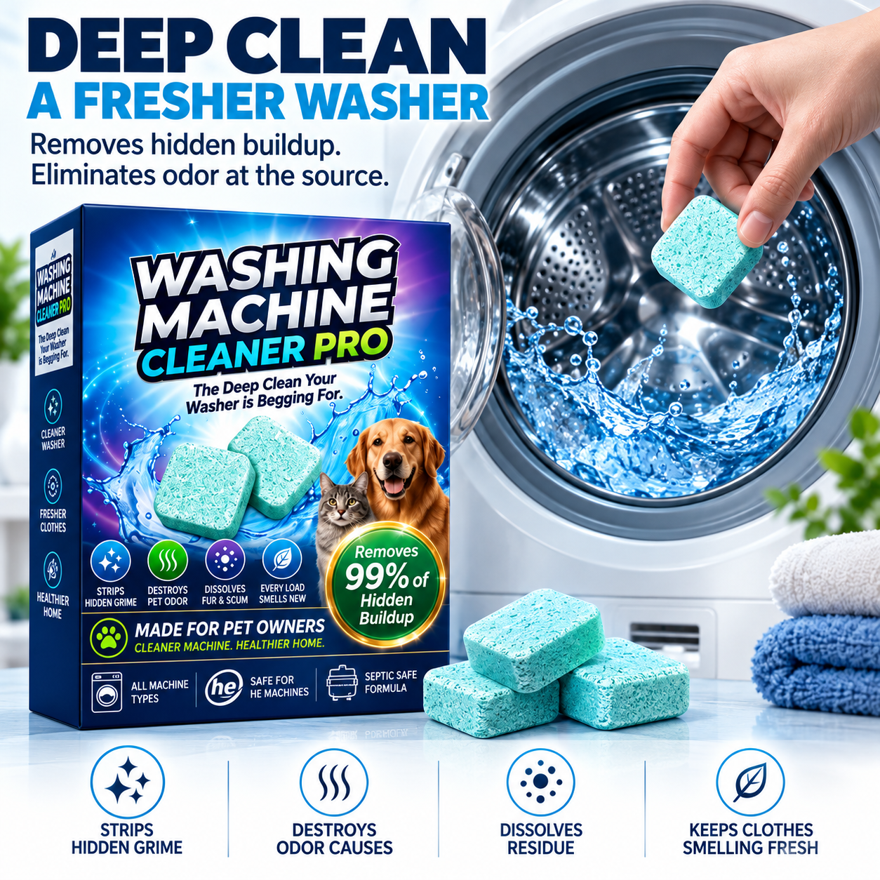 Washer care cleaner for home laundry routine