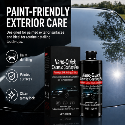 Automotive Nano Ceramic Coating Spray, Quick Ceramic Paint Protection for Cars & Motorcycles, High-Gloss Showroom Finish, Super Hydrophobic Water-Repellent Car Polish & Detailing Spray (100ML)