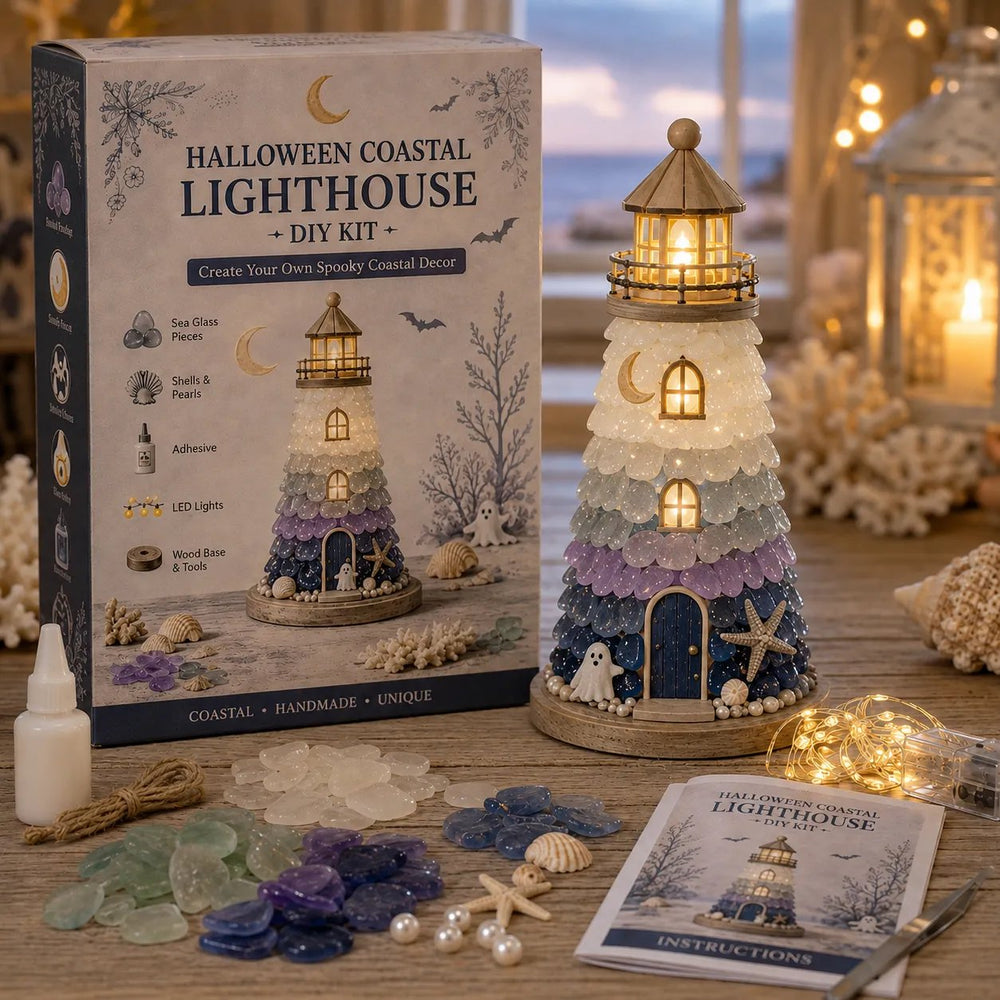 Coastal Halloween DIY lighted lighthouse craft kit