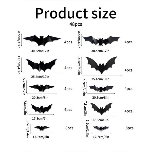 72 Pack Remote Control Light-Up 3D Halloween Bat Wall Decor – Flashing Bat Stickers for Indoor Party, Bedroom, Bathroom Mirror, Garage & Door Decorations